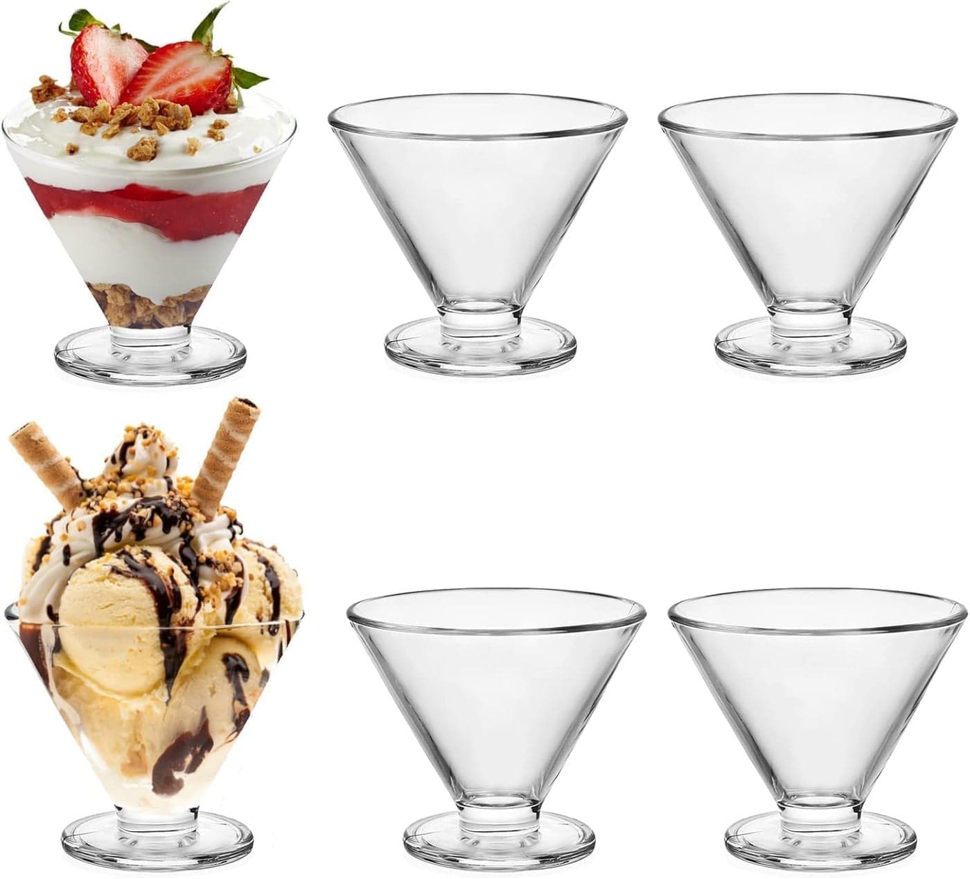 ConvertKitchen Flower Shape LeadFree and BPAFree Ice Cream Dessert Glass Serving Bowls Cup Set of 6 Pcs 250 ml