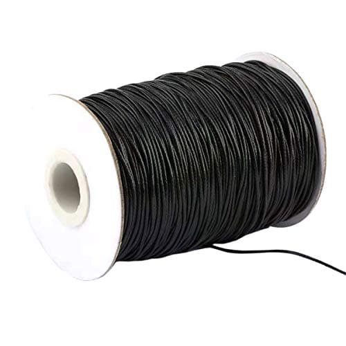 YZSFIRM 1mm 175 Yards Waxed Cord for Jewelry Making,Black Polyester Beading Thread for Braiding Bracelets and Necklaces Crafts