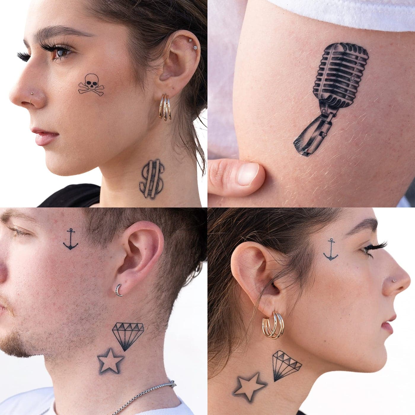 Thug Ink Temporary Tattoos Volume IV 8Piece Set Microphone Dollar Sign Anchor More Fake WaterTransfer Tattoos Face Body Temporary Ink for Fun Flex