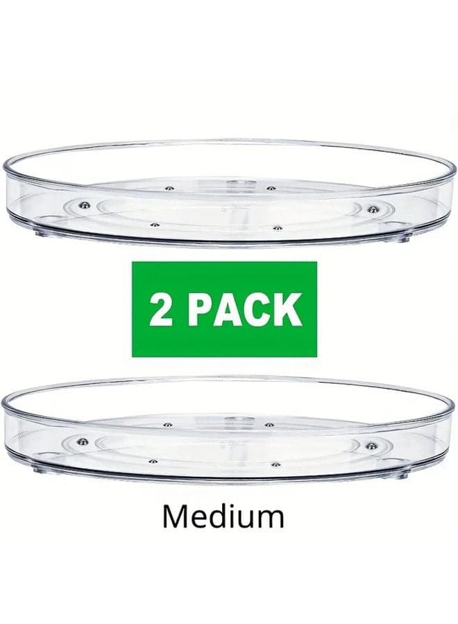 2pcs Medium Clear Lazy Susan Turntable Organizers For Kitchen Cabinet Countertop Pantry