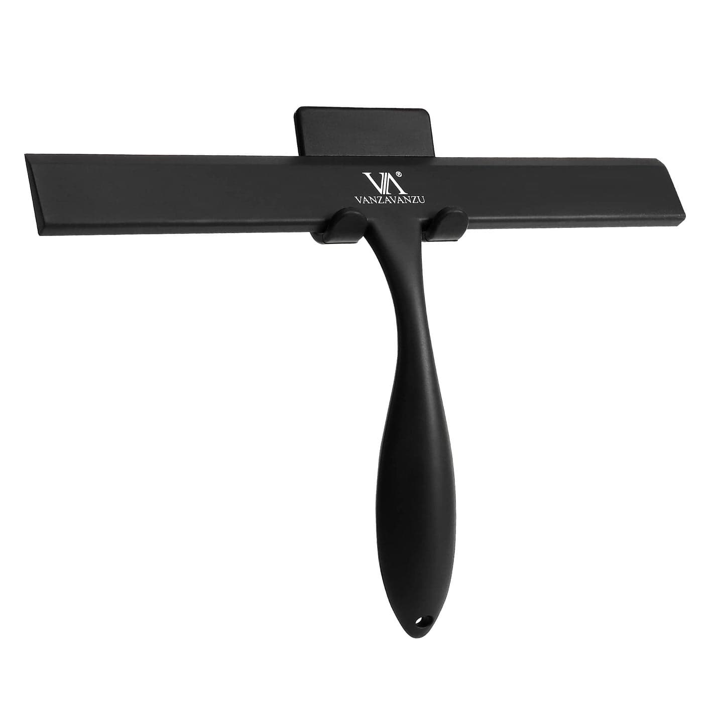 Shower Squeegee for Glass Doors 11Inch Silicone Squeegee with NonSlip Handle and Adhesive Hook for Bathroom Mirror Tile Car Window Black