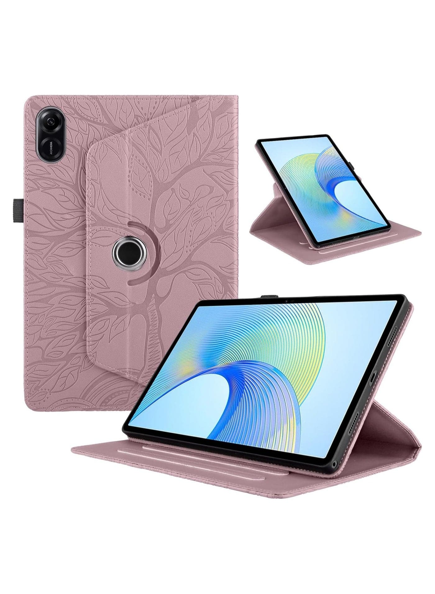 Rotating Case Compatible with Honor Pad X8a 11 inch (2024) PU Leather 360 Degree Rotating Stand Protective Cover with Auto Sleep Wake Tablet Case (Rose Gold)