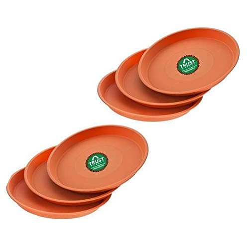 TrustBasket Uv Treated, 16 Inch Bottom Tray(Plates/Saucer) Terracotta Color for 16 Inch Plastic Pot - Set of 6