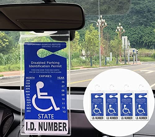 lofrcin 4 PCS Handicap Placard Holder for Auto Ultra Transparent Handicapped Placard Holder Handicap Parking Sign Holder with Large Hanger