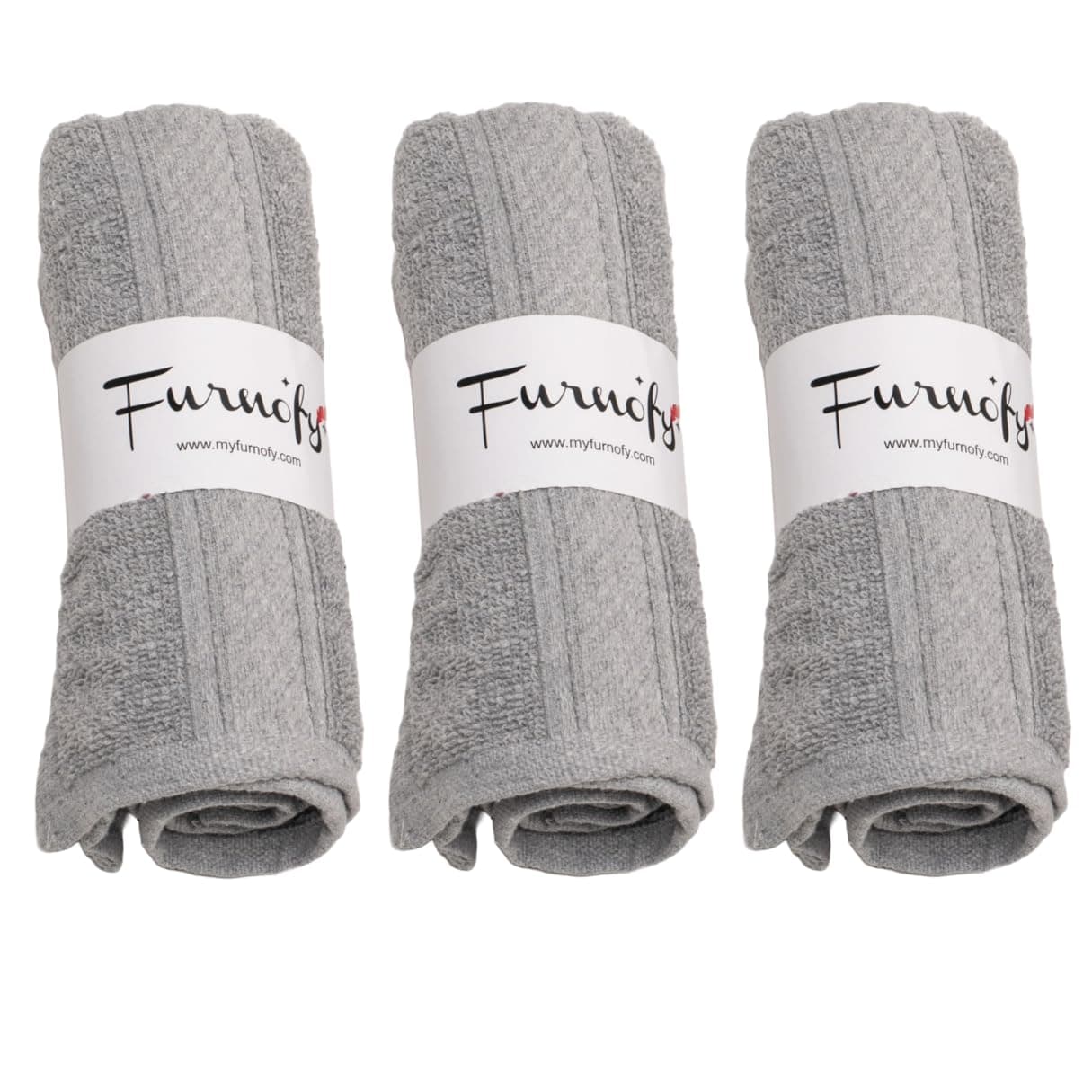 Furnofy 450 GSM Hand Towel Set of 3 Soft Absorbent Quick Dry Towel for Gym Home Kitchen Pool Travel 40x60 cm Grey