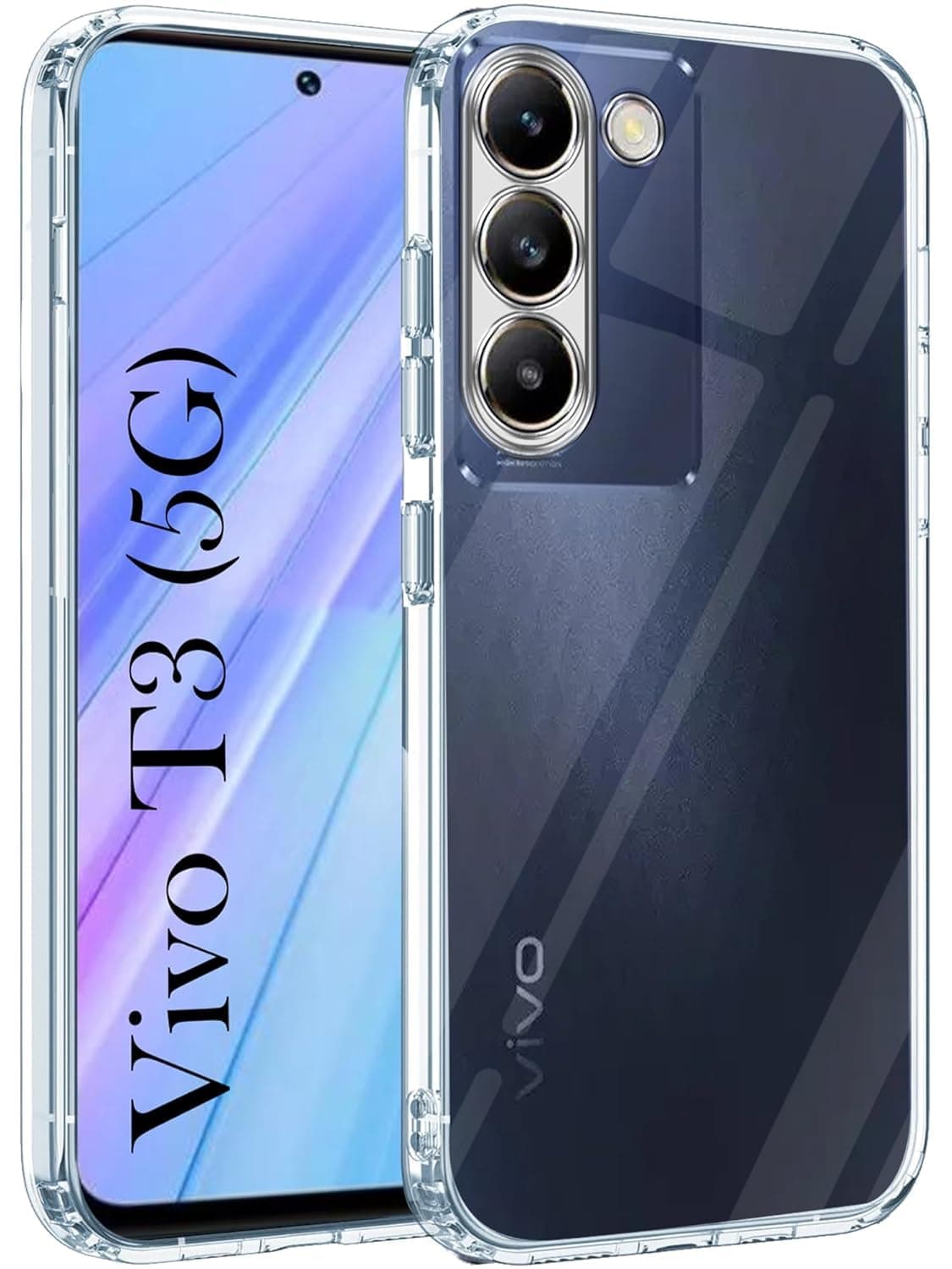NISHTECH for Vivo T3 5G, Vivo y200E 5G Premium Transparent Hybrid Soft Slim Dust Proof Back Case Cover Silicone with Camera Protection