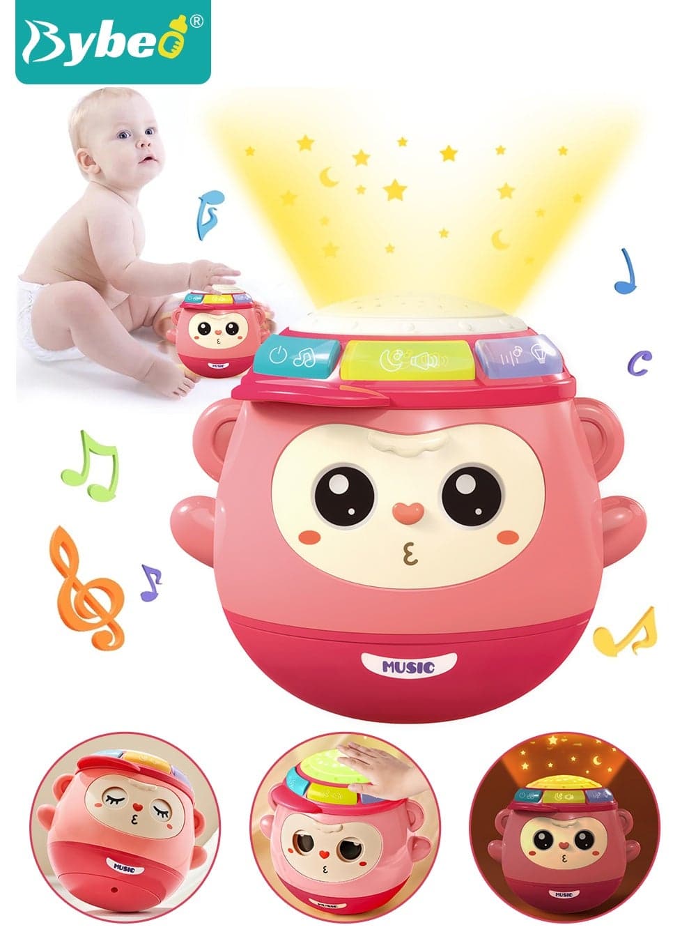 Baby Musical Toy, Toddler Hand Drum Toy, Interactive Musical Light Drum Toy, Baby Educational Learning Toy with Starry Projection and Songs, Best Early Education Toys for Toddlers 0-2 Years Old