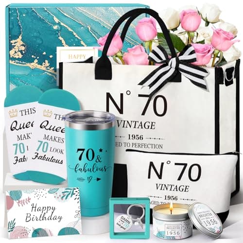 70th Birthday Gifts for Women, Cool 1956 Canvas Tote Bag 70 Year Old Birthday Gift for Her, Unique Happy 70th Gifts Basket for Her Turning 70 and Fabulous Gift Ideas Mom Wife Sister Friend Grandma