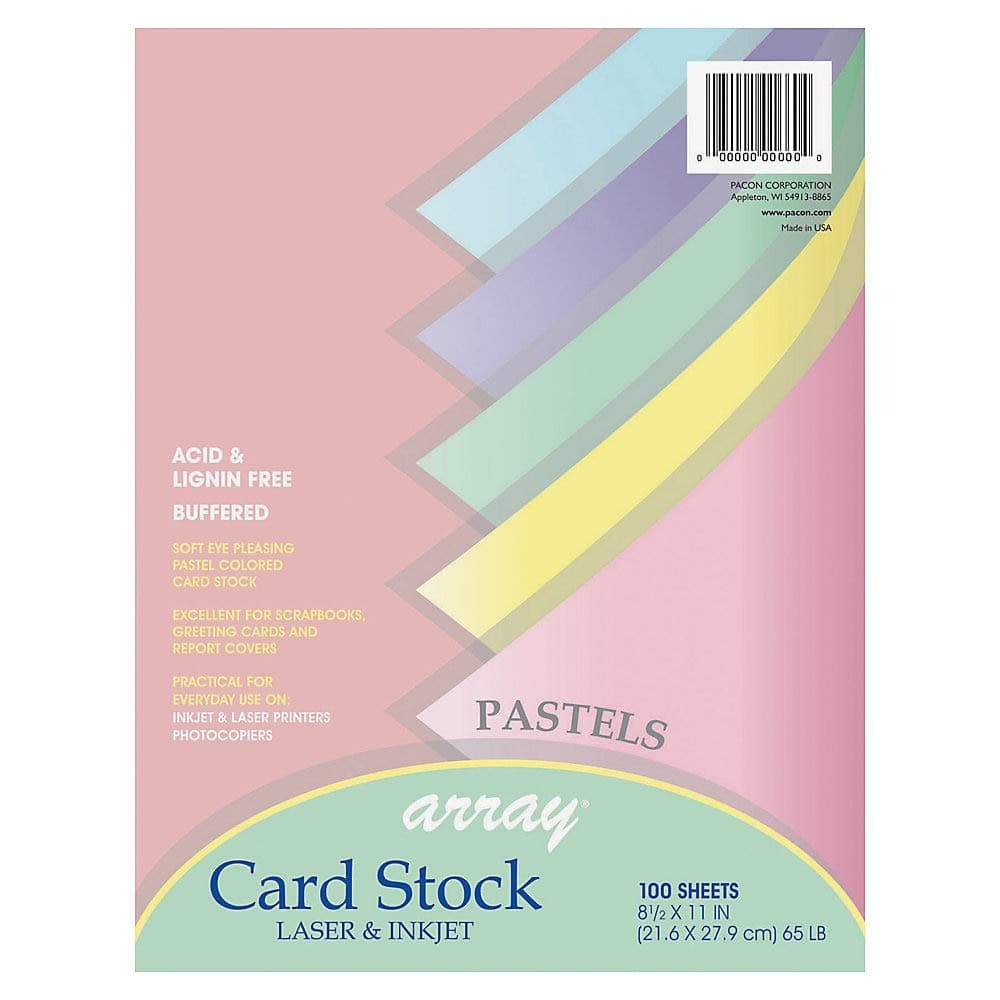 Array Card Stock Pacon Card Stock 8 12 inches x 11 Inches Pastel Assortment 100 Sheets 101315 Assorted Pastel