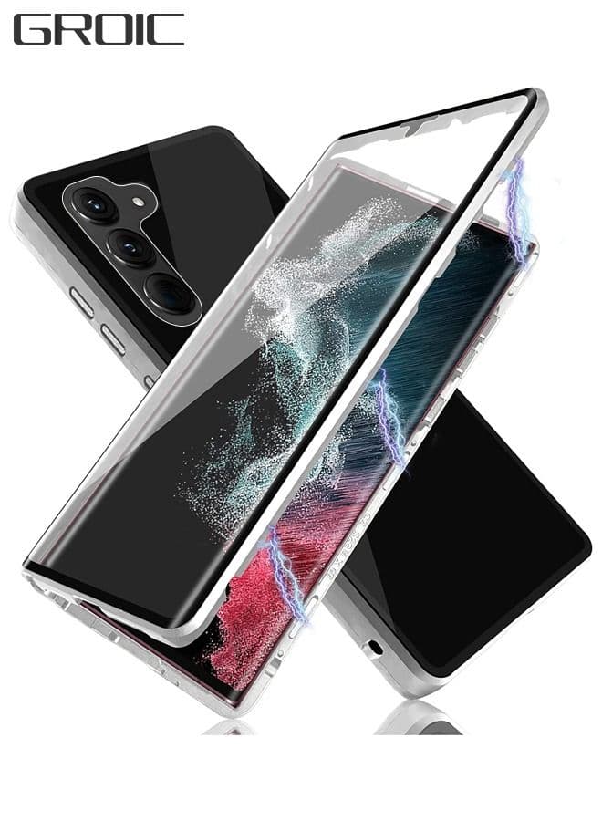 Magnetic Case for Samsung Galaxy S23 Plus 6.6", Double Sided HD Tempered Glass Fingerprint Unlock Super Magnetic Adsorption Metal Bumper Frame 360° Full Protective Phone Cover
