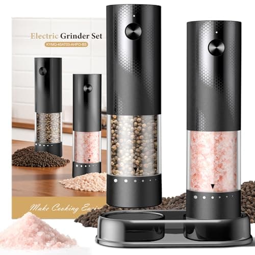 Electric Salt and Pepper Grinder Set Rechargeable Automatic Salt and Pepper Shakers Kitchen Appliances with External Adjustable Coarseness Larger Hopper for Cooking Home Gifts2 PackBlackBlack