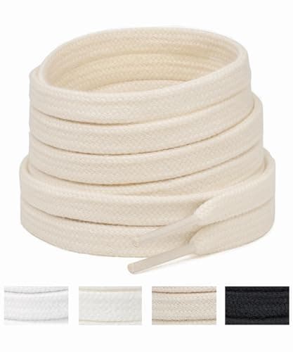 Handshop Wide Flat Athletic Shoelaces 5/16"(2 Pair) - Shoe Laces for Sneakers and Casual Shoes Replacements Beige 40 inch (100cm)