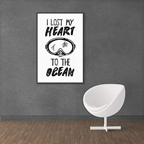 Inephos I Lost My Heart to The Ocean Poster Art | Posters for Room (Size: 8 inch X 12 inch, Framed, Laminated Print)