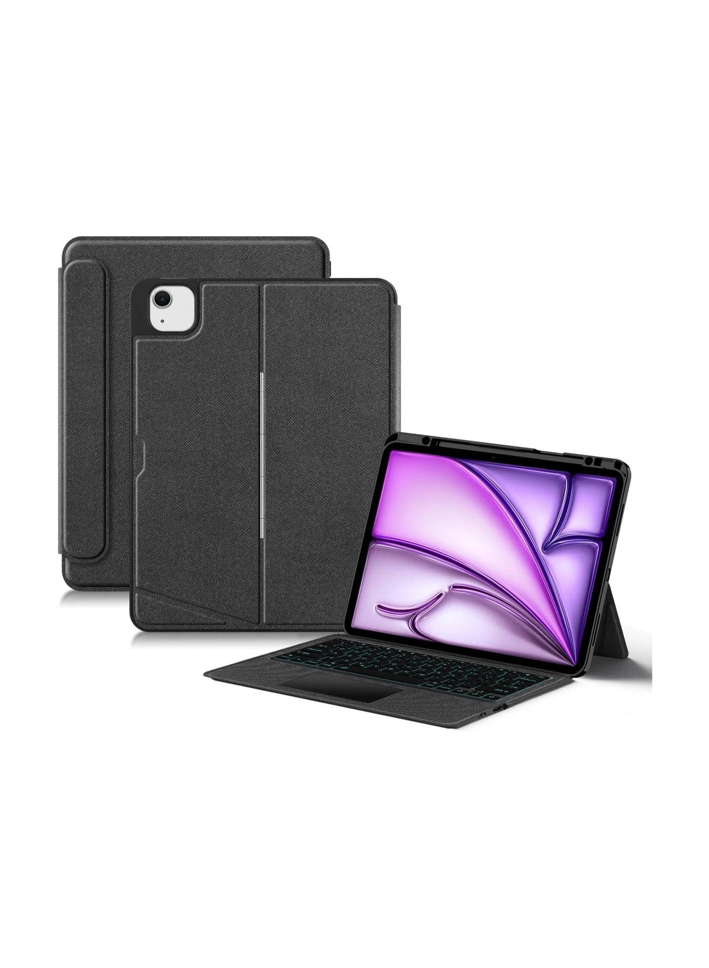 Backlit Keyboard for iPad Air 13 (2025) 13-inch (M3), Leather Case with Pen Holder, Magnetic Removable Detachable Wireless Bluetooth Touchpad Trackpad Keyboard