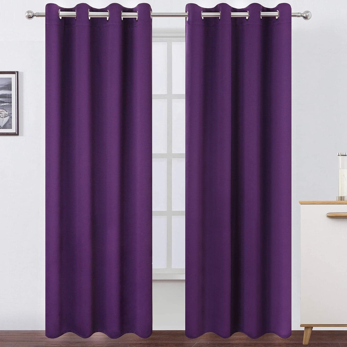 LEMOMO Purple Blackout Curtains 52 x 84 Inch LengthSet of 2 Curtain PanelsThermal Insulated Room Darkening Curtains for Bedroom