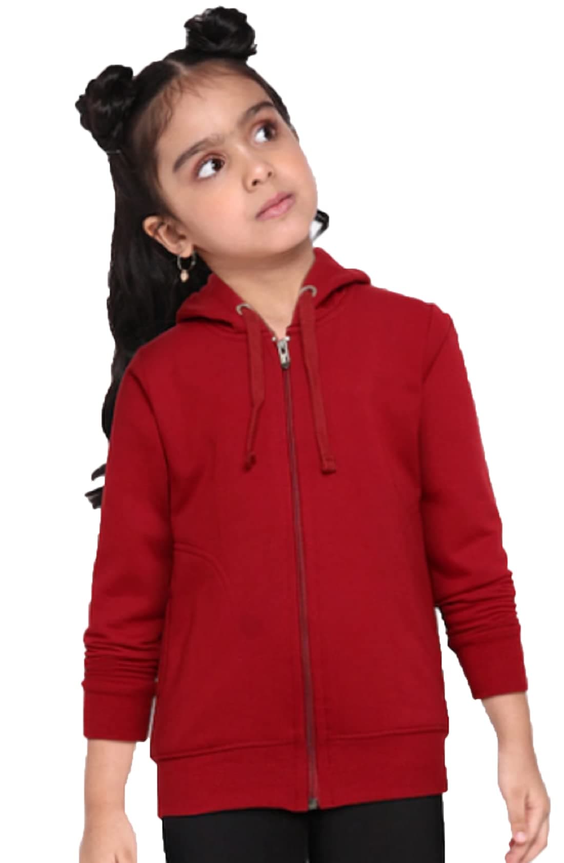 ADBUCKS Rich Cotton Full Sleeves Zipper Sweatshirt for Girls and Boys Jacket with Hoodies (Maroon, 12-13 Years)