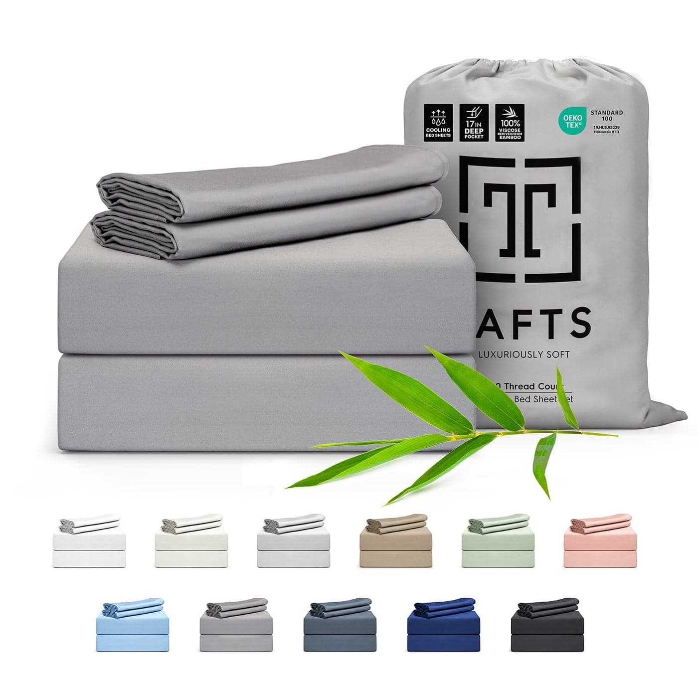 Tafts Queen Sheets Set Pure 100 Viscose derived from Bamboo Bed Sheets Set Luxuriously Soft Silky Cooling Sheets Double Stitched Lifetime Quality Promise GrayGrey