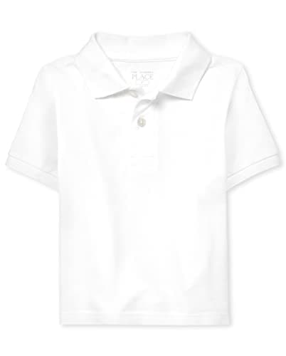 The Children's Place Baby Boys and Toddler Boys Short Sleeve Pique Polo, White, 12-18 MONTHS