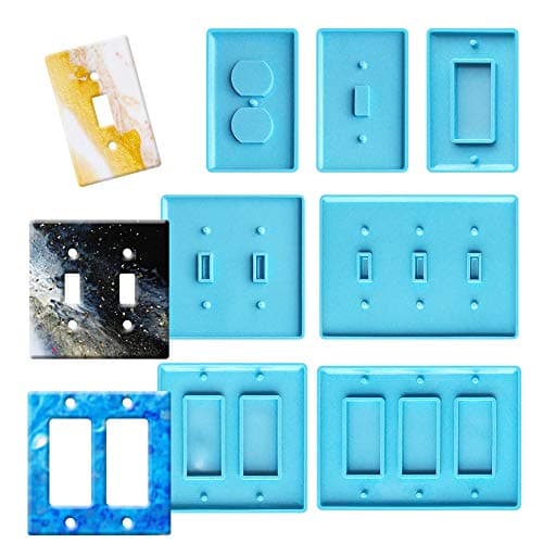 Terriyang 7Pcs Light Switch Cover Resin Molds,Switch Socket Panel Plaster Mold for Epoxy Resin,Switch Plate Silicone Mould Outlet Cover Molds for DIY Crafts Making Home Decor