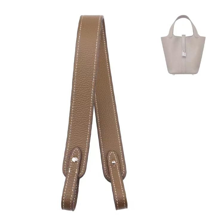 OLSEEY Genuine Leather Purse Strap for PicotinLindyEvelyne bagsTogo leather Shoulder Straps Replacement for Handbag UnAdjustable Etoupe Greysilver hardware