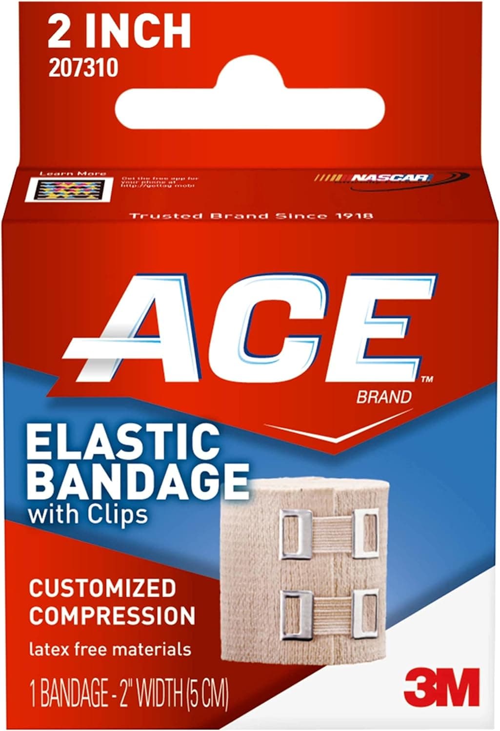 ACE Brand 2 Inch Elastic Bandage with Clips, Beige, 2 in x 51.2 in, Great for Elbow, Ankle, Knee & More, Comfortable Design for Prolonged Wear, Easy-to-Use Wrap Design (207310)