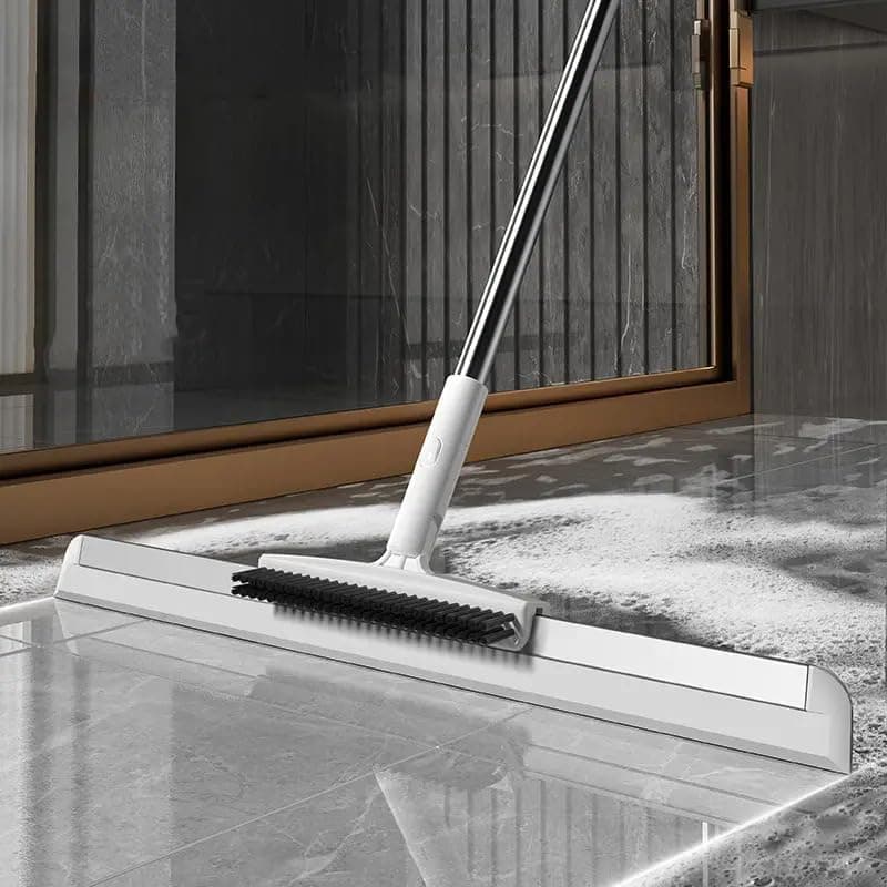 2-in-1 Floor Cleaning Brush with Scraper & Wiper | Magic Broom for Bathroom, Glass, Tile, Windows, Dust & Pet Hair