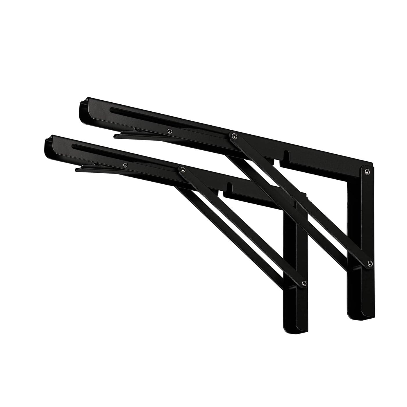CLT 10 Black Folding Shelf Brackets Max Load 220 lb Heavy Duty DIY Wall Mounted Shelf Bracket Space Saving for Table Work Bench Pack of 2