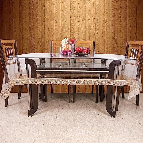 Kuber Industries Table Cover 6 Seater |Dining Table Cloth for Home Décor | Table Sheet for Dining Area | 45x70 | DTC | Gold