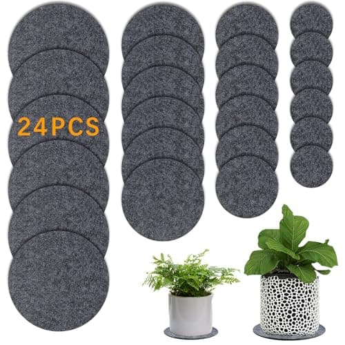 Anpuimult 24 PCS Absorbent Waterproof Plant Coasters mat,4 Size 4/6/ 8/10 Inch Reversible Round Fabric Plant Coasters and Plant Saucers for Indoors,Plant mat for Indoor Plants