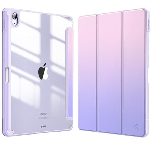 Fintie Hybrid Slim Case for iPad Air 11-inch M3 (2025) / M2 (2024), iPad Air 5th (2022) / 4th Generation (2020) 10.9 Inch - Shockproof Cover with Clear Back Shell & Pencil Holder, Fantasy Ombre