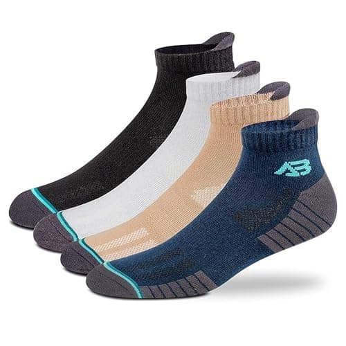 Antonio Benedetto Sports Ankle Length Unisex Socks, Made With Breathable, Anti Odour & Moisture Absorbent Combed Cotton with a Extra Durable Welt, Ideal for All Day Wear, Free Size (Pack Of 4)