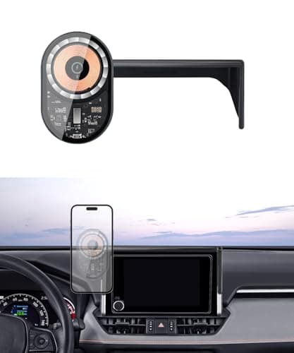 Masergogo Wireless Charging Car Phone Holder for Toyota RAV4/Hybrid 2019-2025, 7/8" Screen Fixed Clip, 360° Rotation Car Phone Mount Compatible with MagSafe