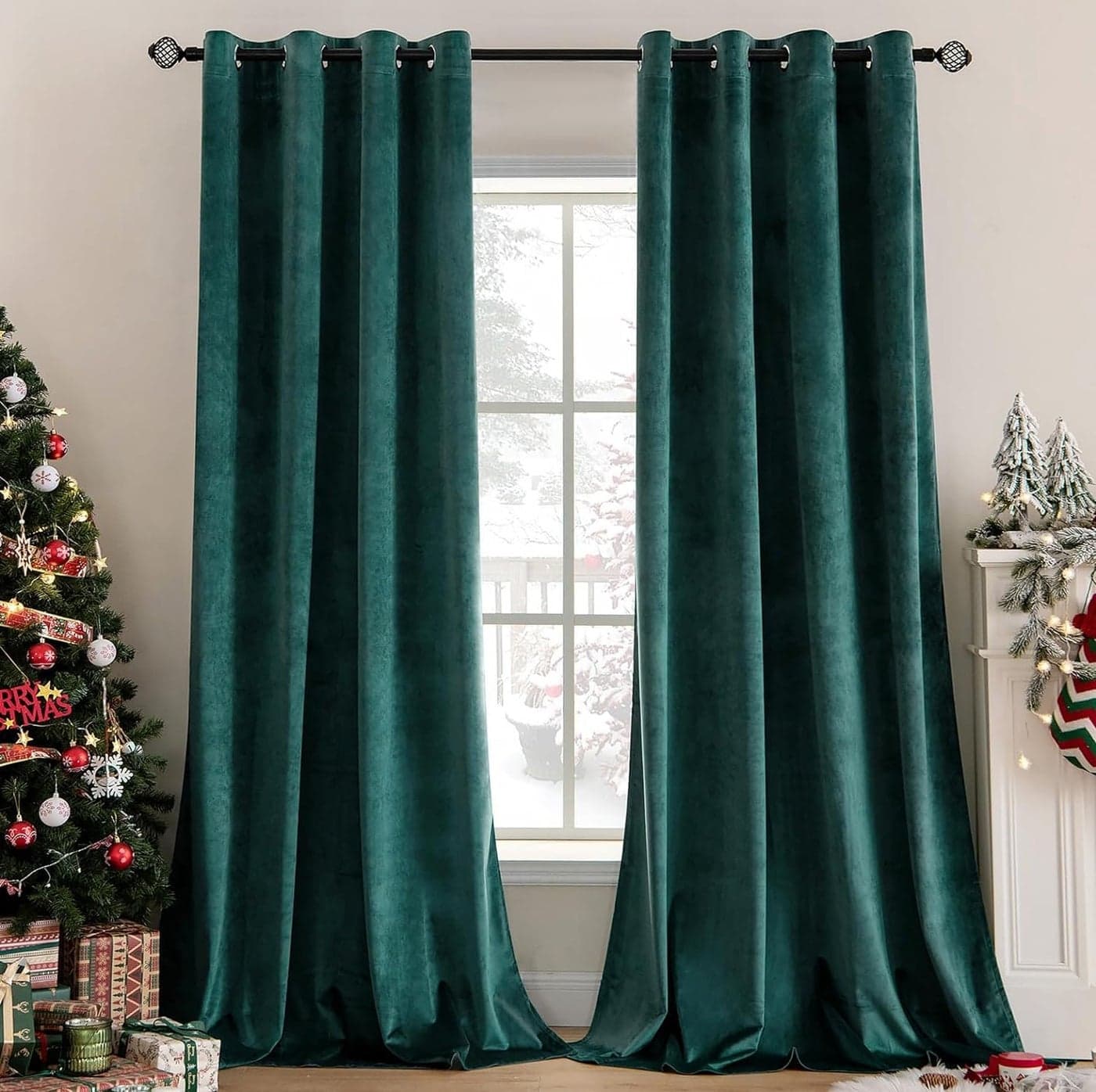 MIULEE Dark Green Velvet Curtains for Bedroom 2 Panel Set 96 Inch Drop Curtains Soft Elegent Home Decor Velvet Curtain Living Room Sun Blocking Room Darkening Thermal Eyelet Curtain 55x96 Inch