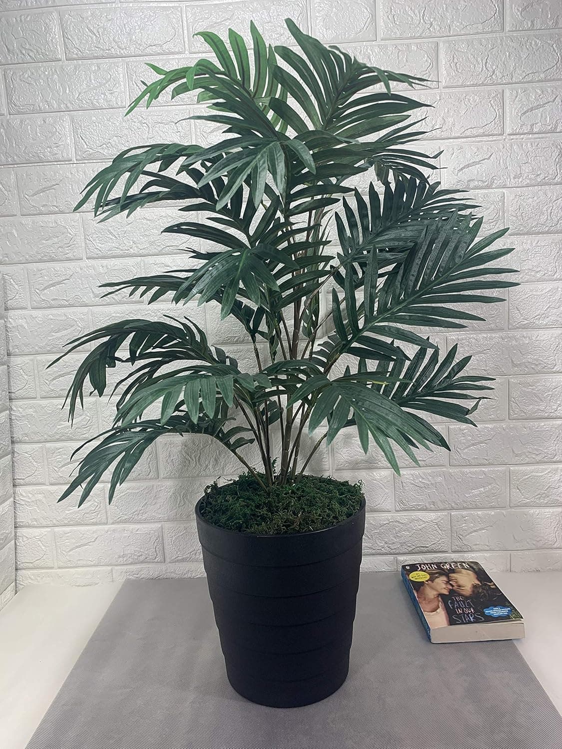 Fourwalls Beautiful Artificial Areca Palm Plant with Pot for Home and Office Dcor 75 cm Tall 21 Leaves Multicolor