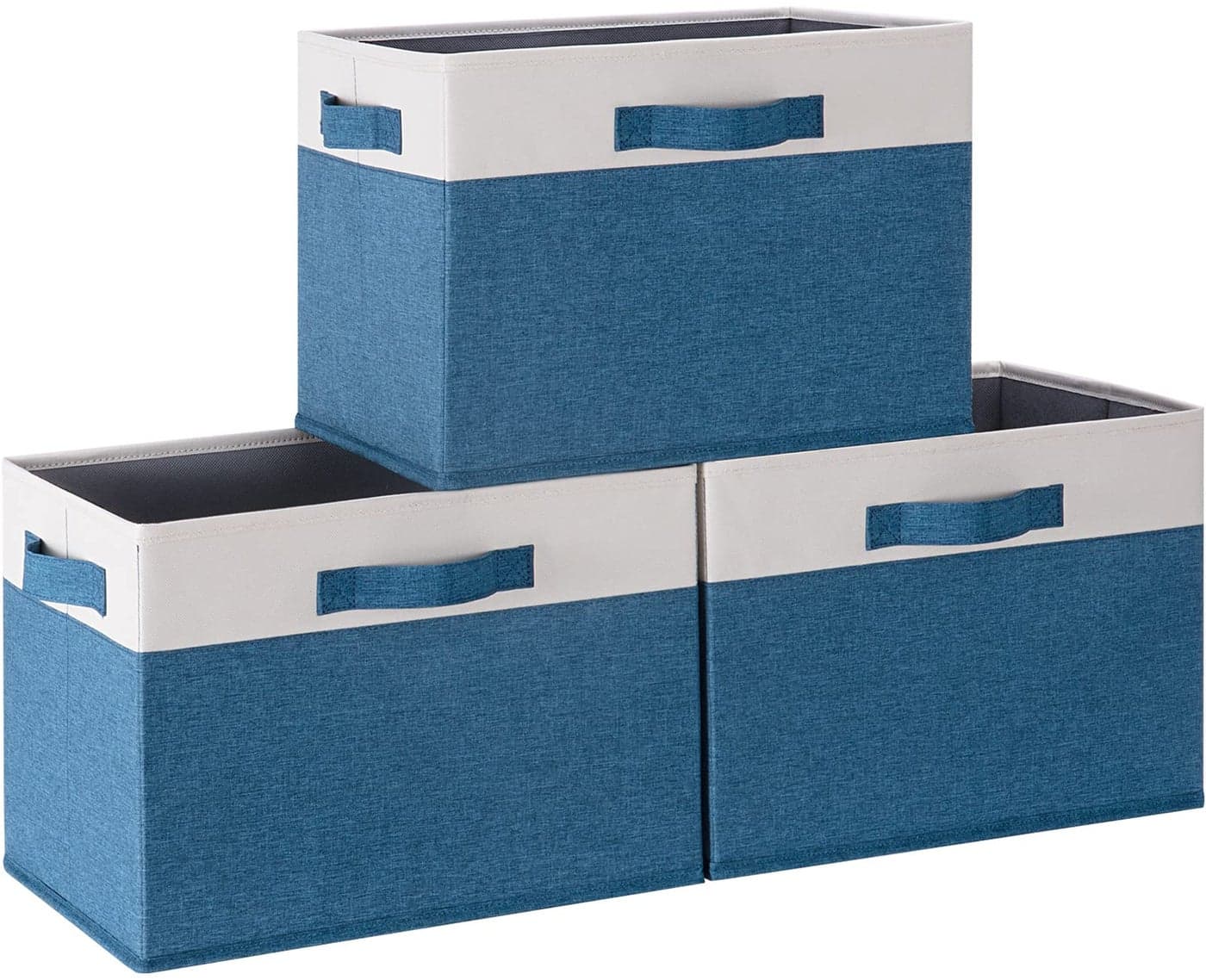GhvyenntteS Storage Baskets for Shelves 3 Pack Large Fabric Storage Bins with 3 Handles Collapsible Closet Organizers and Storage Sturdy Closet Organizer BinsLaundry Room Organization Blue