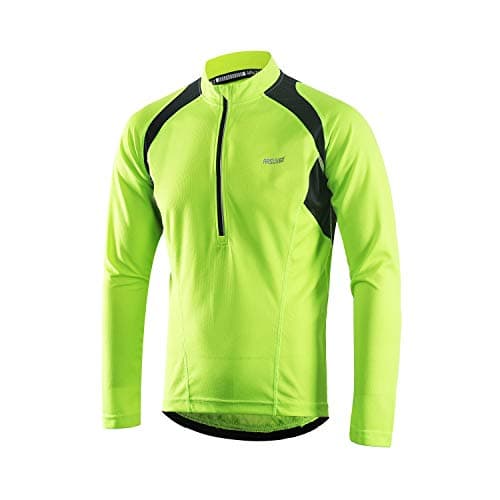 ARSUXEO Men's Half Zipper Cycling Jerseys Long Sleeves MTB Bike Shirts 6031 Green Size XX-Large
