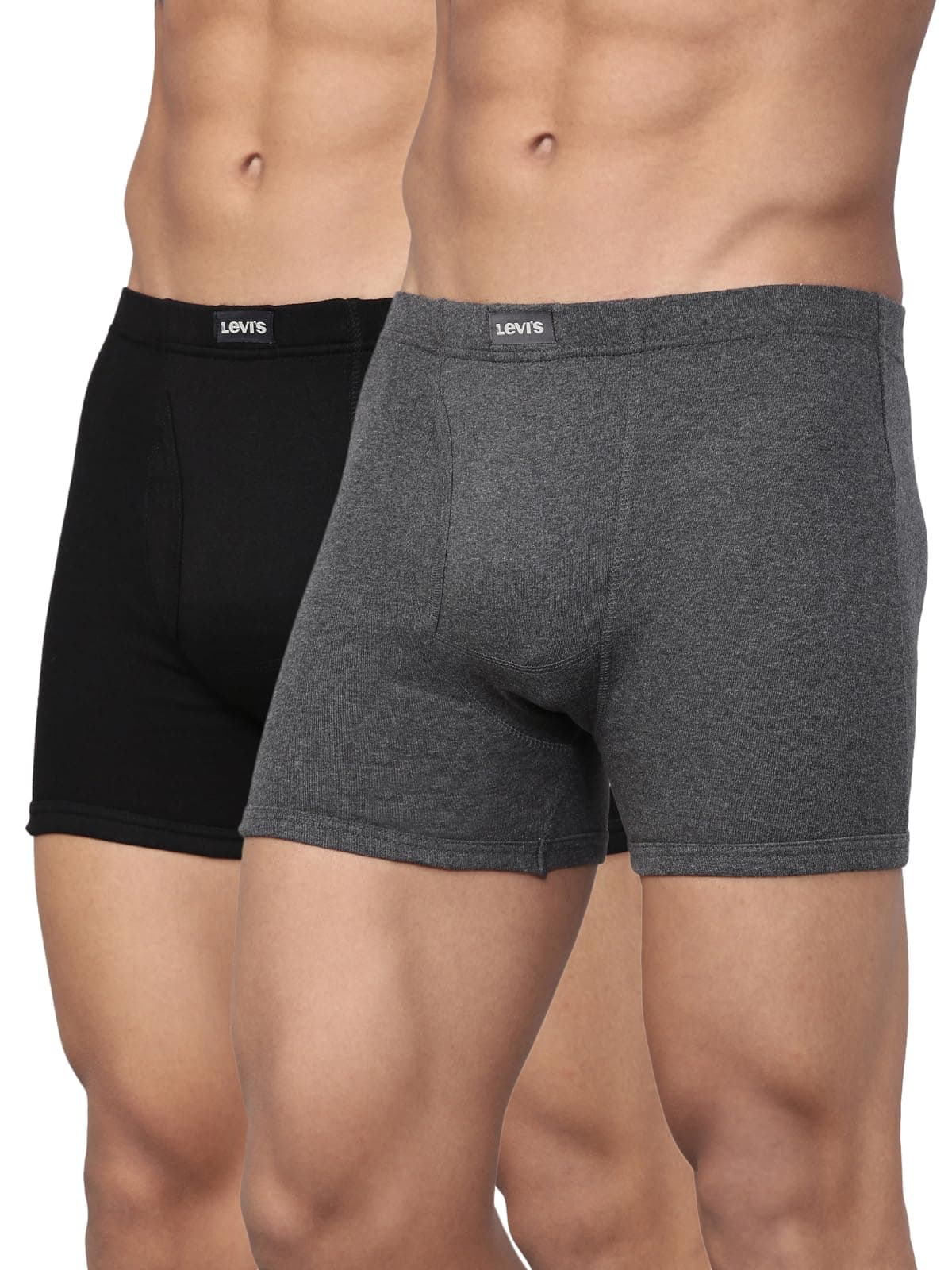 Levi's Men's Cotton BOXER BRIEF (Pack of 2) (PR8248BB_Dk. Grey Melange, Black_Small_Dk. Grey Melange,Black_S)