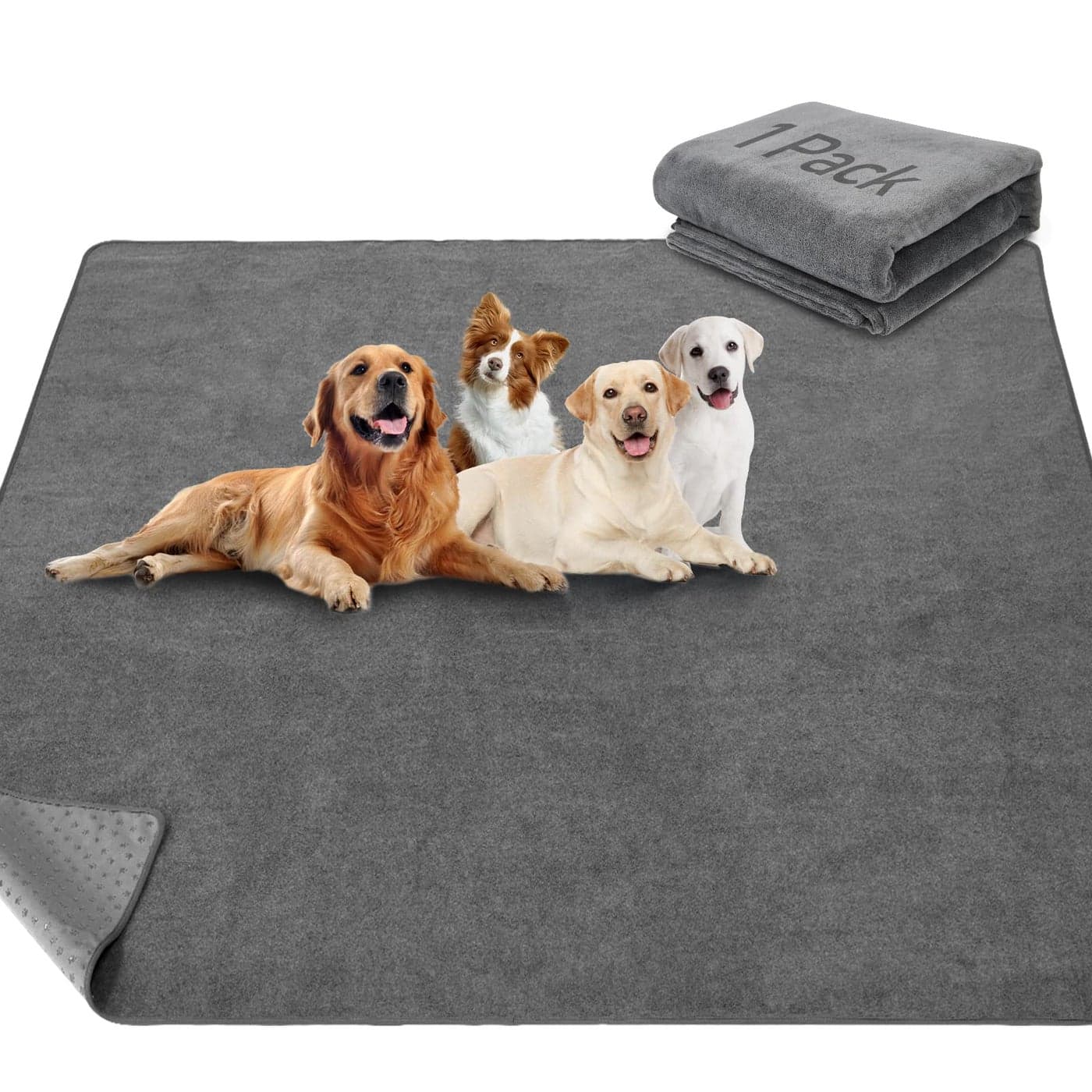 LOOBANI NonSlip Washable Pee Pad for Dogs 1 Pack Extra Large Reusable Dog Mat for Floor Fast Absorbent Pet Whelping Pads Puppy Playpen Mat for Incontinence Housebreaking Crate 52x82in Gray