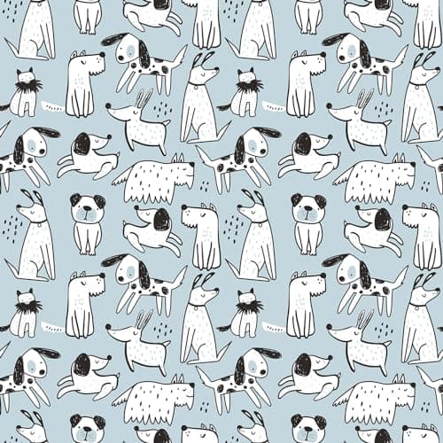 CRE8TIVE 24x118 Small Dog Wallpaper Cute Kids Peel and Stick Wallpaper Blue White Puppy Animal Wall Mural Self Adhesive Removable Wallpaper Decorative Blue Contact Paper for Boys Girls Nursery Room