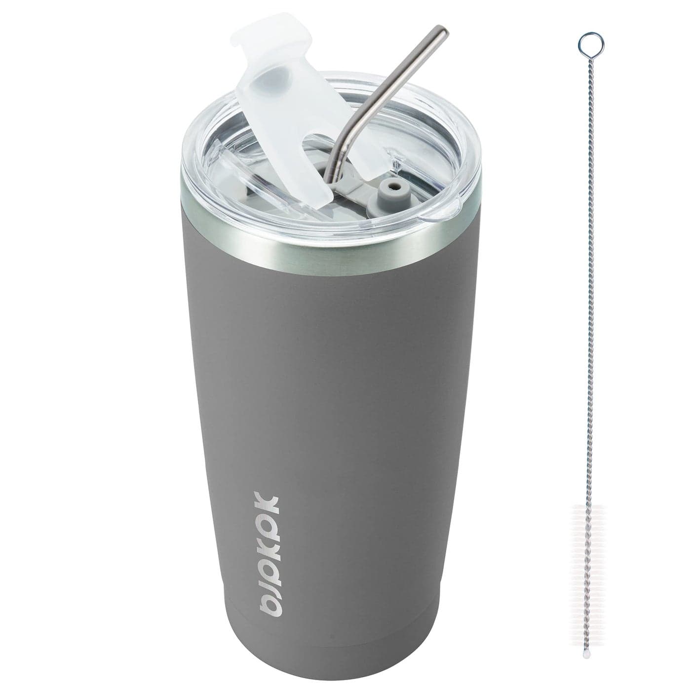 BJPKPK 20 oz Insulated Tumbler With Lid And Straw Stainless Steel Tumblers Coffee Mug Thermal Cup For Women And MenGray