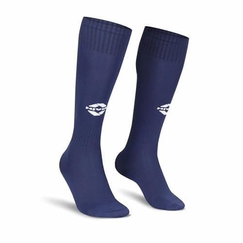 Nivia Plain Encounter Football Stockings, Micro Yarn Stocking, For Men & Women, Knee Length, Soccer Stockings (N. Blue/White) Size-L
