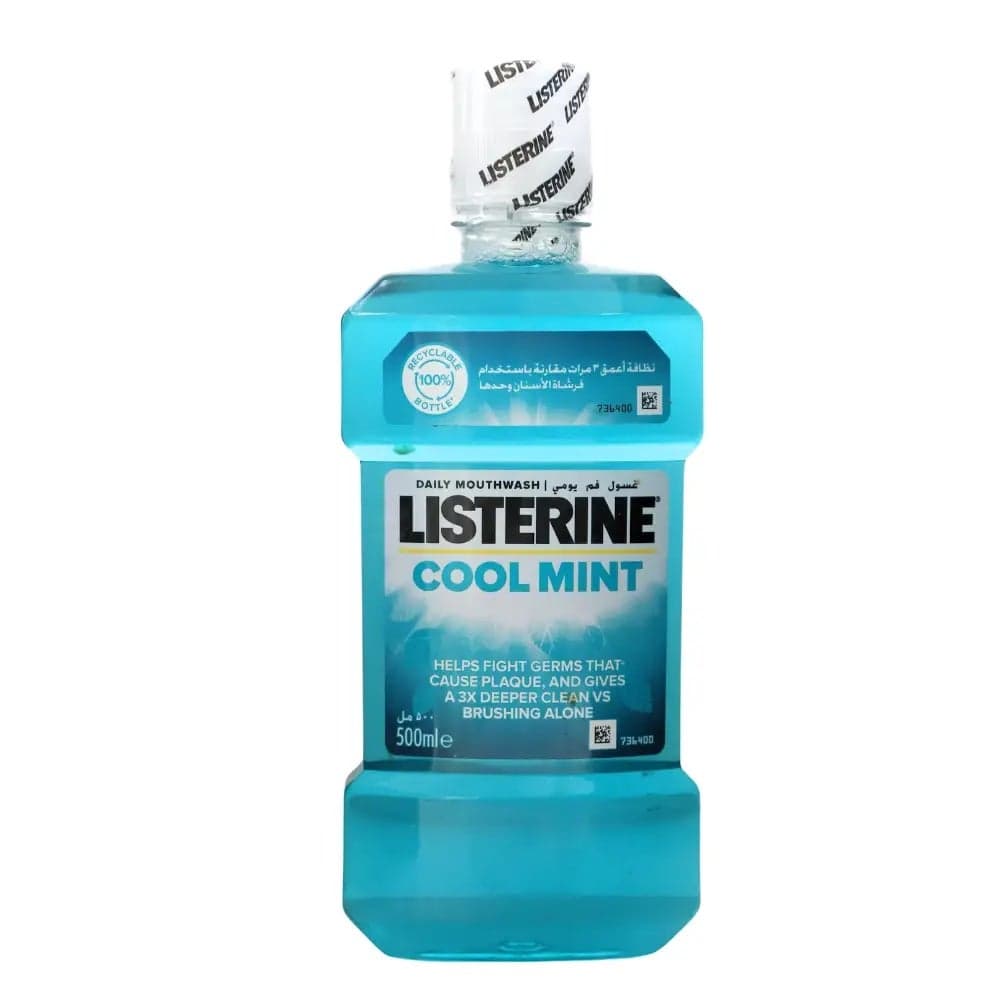 Listerine Cool Mint Daily Mouthwash For 3X Deeper Clean And Fresh Healthy Breath- 500ml
