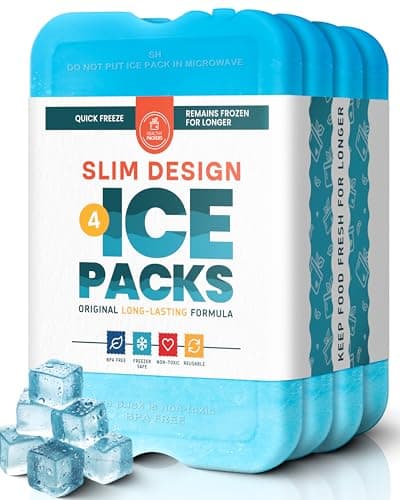 Healthy Packers Ice Packs for Lunch Boxes Coolers Freezer Packs Original Cool Pack Cooler Accessories for Beach Camping Fishing Slim LongLasting Reusable Ice Pack for Cooler Set of 4