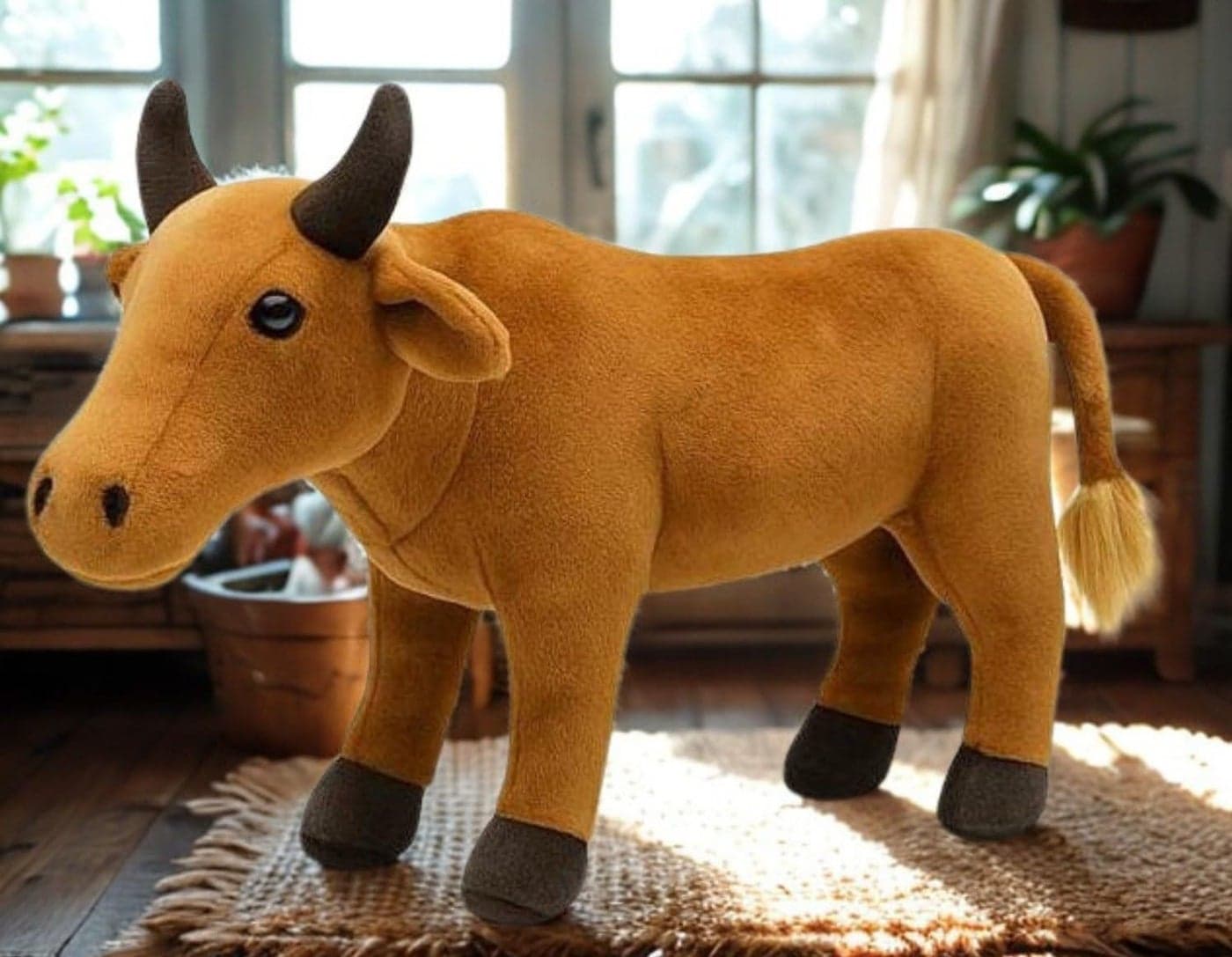 Tickles Bull Soft Stuffed Plush Animal Toy for Kids Boys & Girls Birthday Gifts (Size: 40 cm Color: Brown)