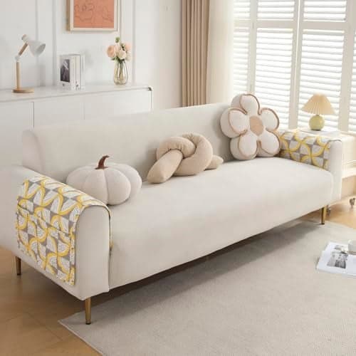 HOKIPO 'VivaCasa Series' Polyester 2 Pcs Printed Quilted Sofa Armrest Cover, Windmill Cyber Yellow (IN-800-S-D2*2)
