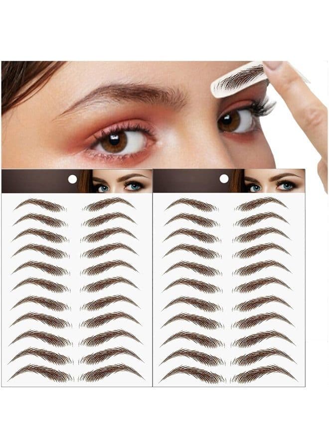 22 Pairs 4D Eyebrows Tattoo, Hair-Like Authentic Eyebrows, Eyebrows Tattoo Peel Off, Long Lasting Waterproof Natural False Eyebrows Makeup Sticker for Eyebrow Grooming Shaping (Brown)