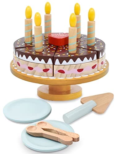 PairPear Birthday Party Cake Playset for KidsWooden Toys Play Food