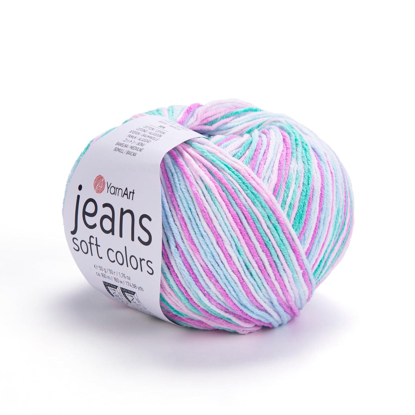 YarnArt Jeans Soft Colors Variegated Sport Yarn 50g 174yds 55 Cotton 45 Acrylic Amigurumi Knitting Yarn