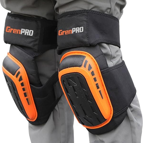 GRENPRO Professional Knee Pads for WorkHeavy Duty Thick Foam Knee Pads ToolsKnee Pad with Soft Gel Cushion for ConstructionWorkFlooringGardeningCleaningTilingOrange