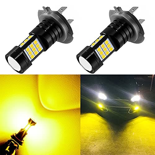 AUXLIGHT H7 LED Fog Light DRL Bulbs, 2400 Lumens Extremely Bright H7LL Bulbs Replacement for Cars, Trucks, Golden Yellow